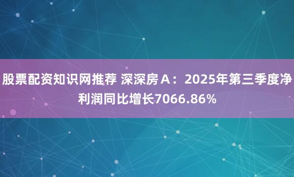 股票配资知识网推荐 深深房Ａ：2025年第三季度净利润同比增长7066.86%